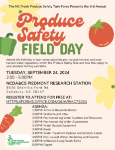 flyer produce safety field day September 24 Salisbury, NC