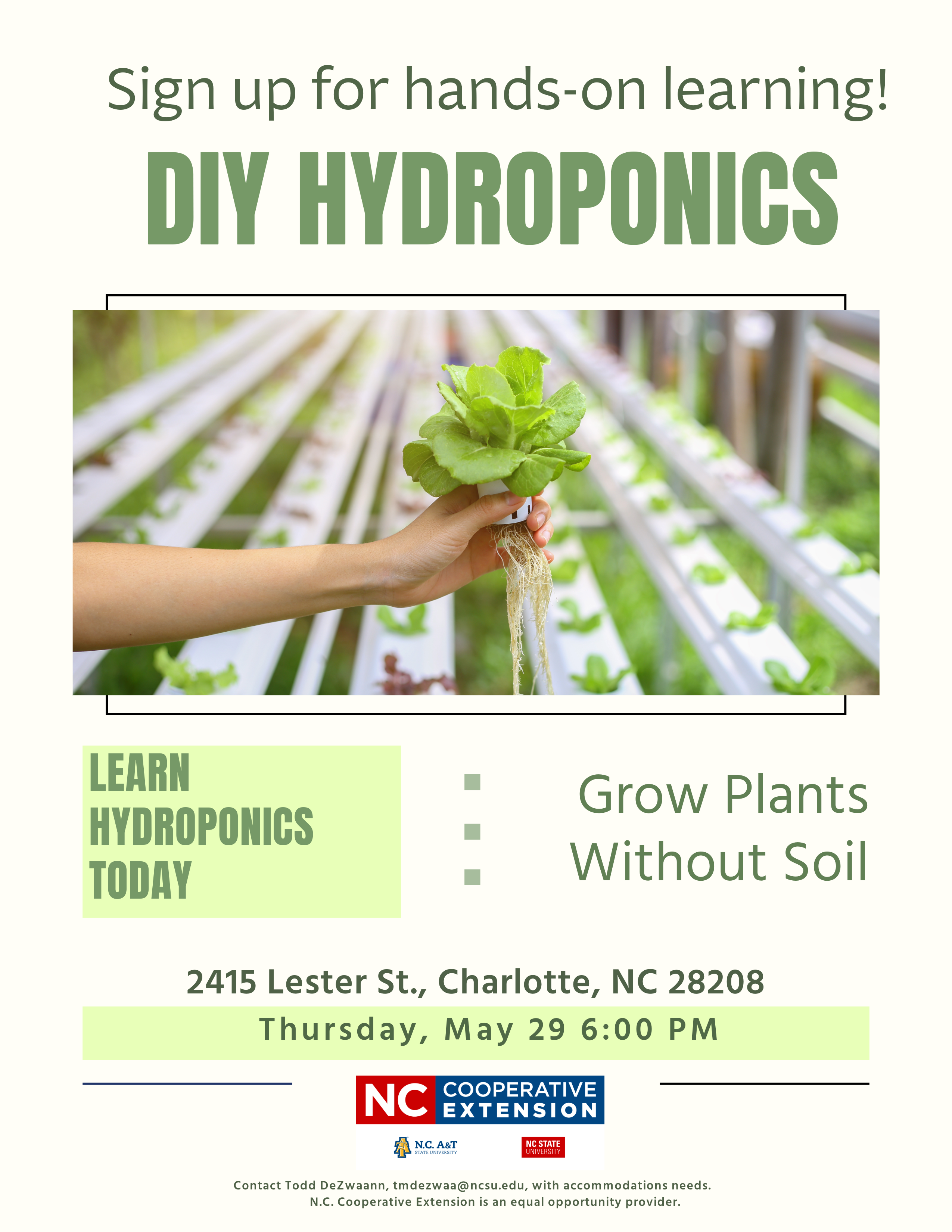 DIY hydroponics class flyer